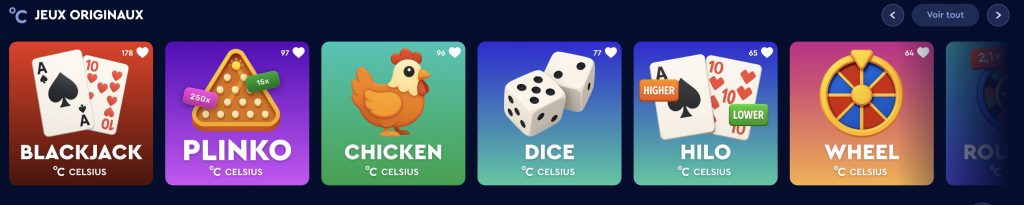 celsius casino games